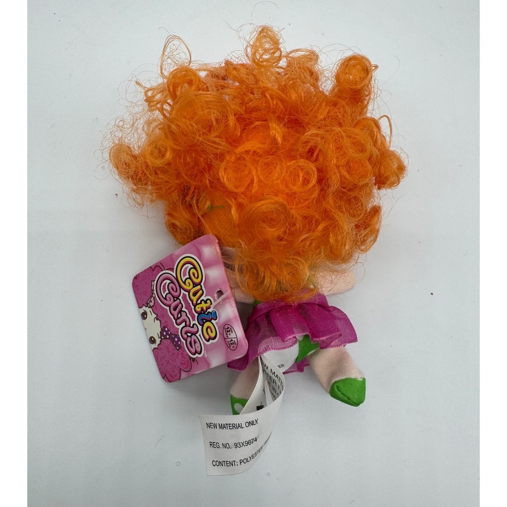 Aurora Cutie Curls Plush Doll Keychain Orange Curly Hair Green Dress - Picture 2 of 6